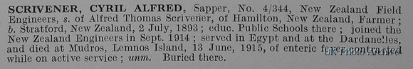 Scrivener C A Sapper 4/344 New Zealand Field Engineers