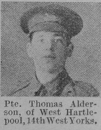 Alderson T Pte 14th West Yorkshire Regiment Of Hartlepool The Vivid 17th April 1915