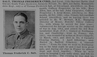 Salt T F C 2nd Lt 11th South Wales Borderers Obit Part 1