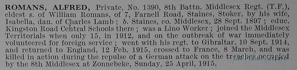 Romans A Pte 1390 8th Middlesex Regiment