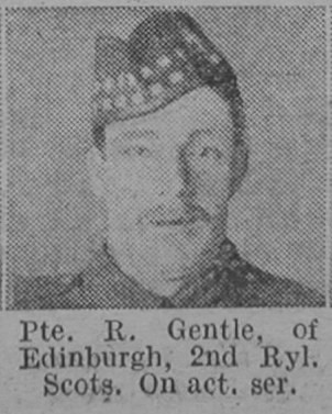Gentle R Pte 2nd Royal Scots Of Edinburgh The Vivid 24th April 1915