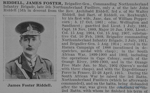 Riddell J F Brig Gen 5th Northumberland Fusiliers Obit Part 1