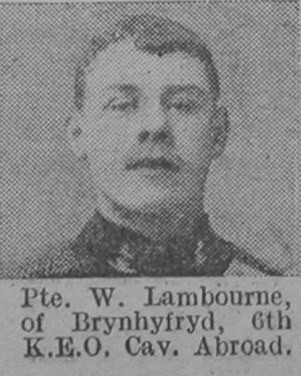 Lambourne W Pte 6th KEO Cavalry Of Brynhyfryd The Vivid 24th April 1915