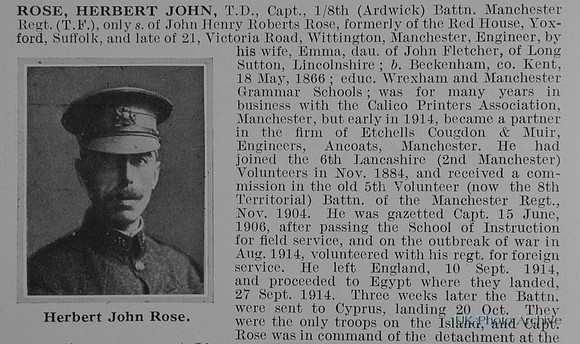 Rose H J Captain 8th Manchester Regiment Obit Part 1