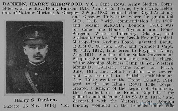 Ranken H S Captain VC Royal Army Medical Corps Obit Part 1
