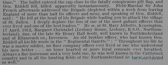 Riddell J F Brig Gen 5th Northumberland Fusiliers Obit Part 3