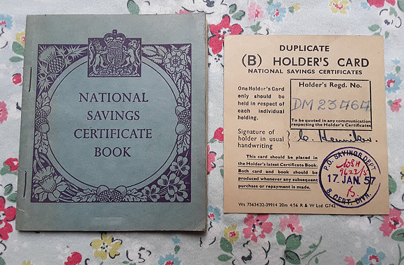 National Savings Certificate Book Mr C Henniker 333 Martin Way Raynes Park London SW20 1957