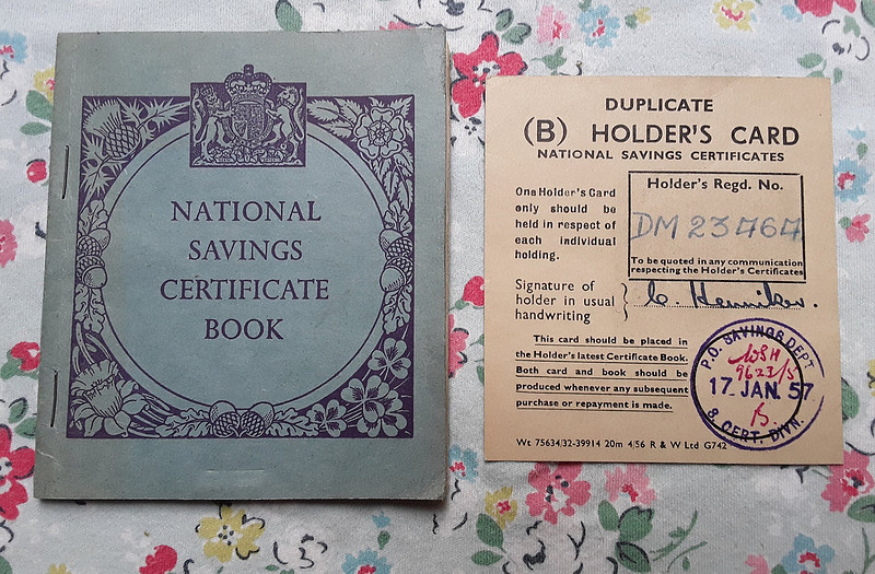 National Savings Certificate Book Mr C Henniker 333 Martin Way Raynes Park London SW20 1957