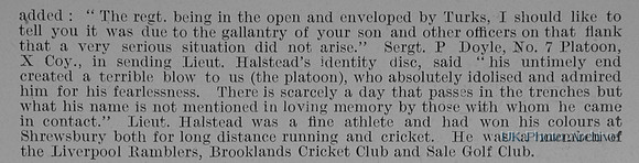 Halstead A F Lt 15th Rifle Brigade Obit Part 2