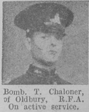 Chaloner T Bmdr Royal Field Artillery Of Oldbury The Vivid 24th April 1915
