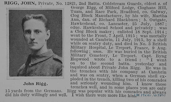 Rigg J Pte 12821 2nd Coldstream Guards Obit