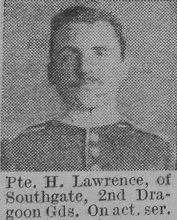 Larwence H Pte 2nd Dragoon Guards Of Southgate The Vivid 17th April 1915