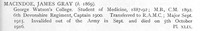 MacIndoe J G Major Royal Army Medical Corps Obit