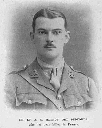 Hayhoe A C 2nd Lt 3rd Bedfordshire Regiment