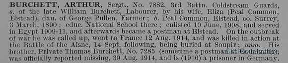 Burchett A Sergt 7882 3rd Coldstream Guards Obit