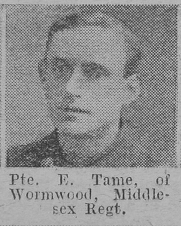 Tame E Pte Middlesex Regiment Of Wormwood The Vivid 17th April 1915