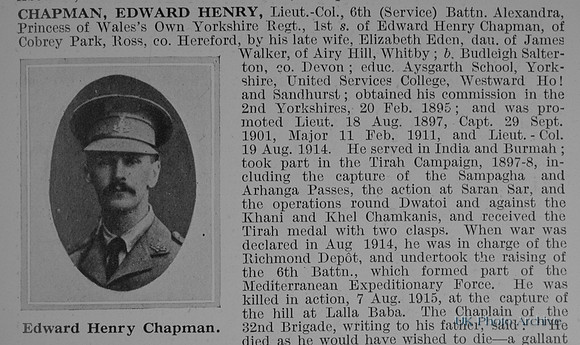 Chapman E H Lt Col 6th Yorkshire Regiment Obit Part 1