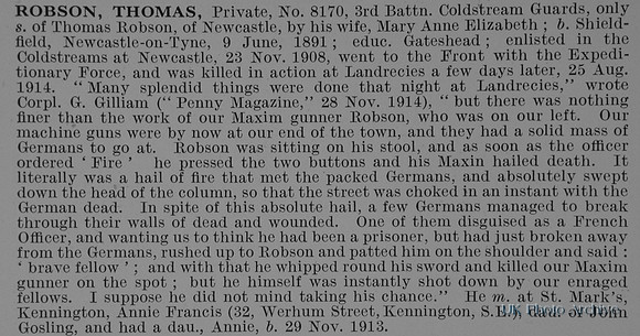 Robson T Pte 8170 3rd Coldstream Guards