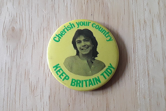 David Cassidy Cherish Your Country Keep Britain Tidy Badge 1973