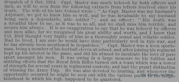 Master C L Captain 2nd Royal Irish Rifles Obit Part 2