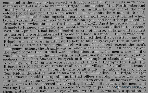 Riddell J F Brig Gen 5th Northumberland Fusiliers Obit Part 2