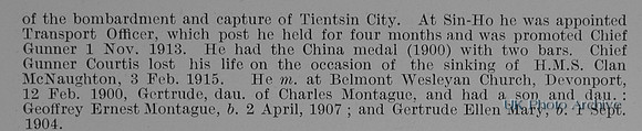 Courtis E G Chief Gunner Royal Navy Obit Part 2