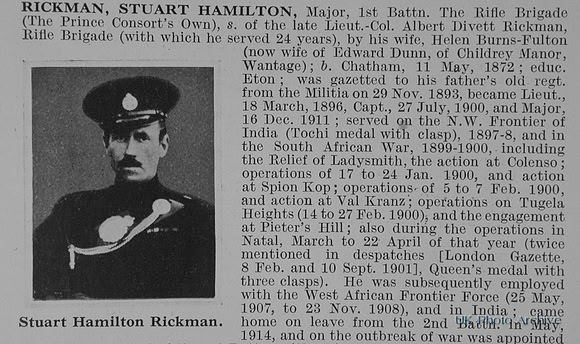 Rickman S H Major 1st Rifle Brigade Obit Part 1