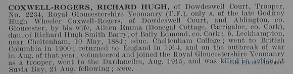 Coxwell-Rogers R H Tpr 2234 Royal Gloucestershire Yeomanry
