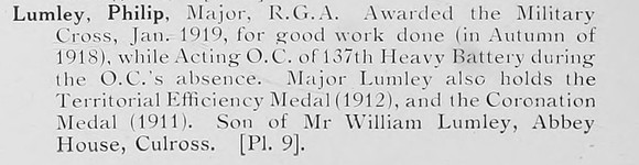 Lumley P Major MC Royal Garrison Artillery Photo Available Plate 9