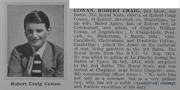 Cowan R C 2nd Lt 3rd Royal Scots Obit