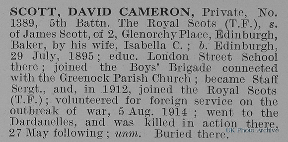 Scott D C Pte 1389 5th Royal Scots