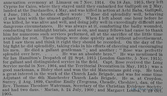 Rose H J Captain 6th Manchester Regiment Obit Part 2