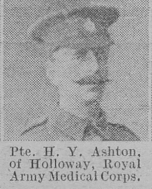 Ashton H Y Pte Royal Army Medical Corps Of Holloway The Vivid 17th April 1915
