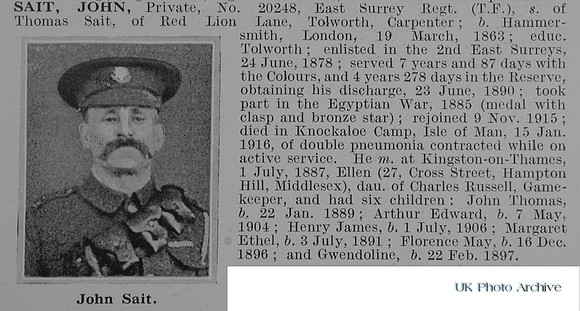 Sait J Pte 20248 East Surrey Regiment Obit