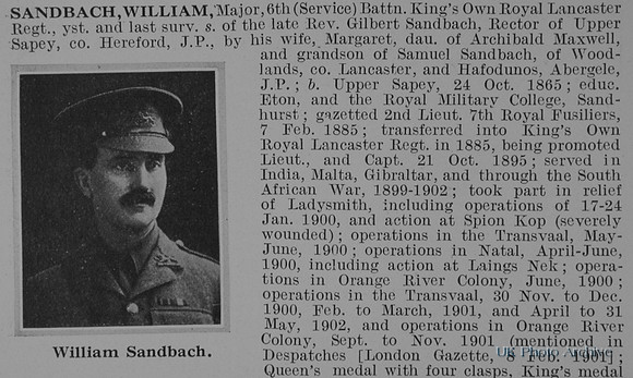 Sandbach W Major 6th Kings Own Royal Lancaster Regiment Obit Part 1