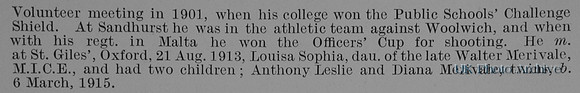 Robinson L J Captain 2nd Northamptonshire Regiment Obit Part 2