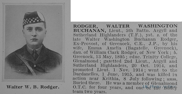 Rodger W W B Lt 5th Argyll And Sutherland Highlanders Obit