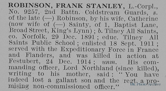 Robinson F S L/Cpl 9257 2nd Coldstream Guards
