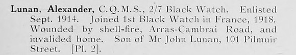 Lunan A Coy Qtr Mst Sergt 7th Black Watch Photo Available Plate 2