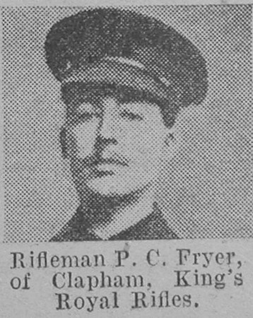 Fryer P C Rfn Kings Royal Rifle Corps Of Clpaham The Vivid 17th April 1915