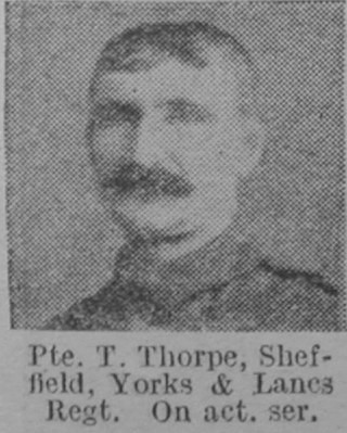 Thorpe T Pte York And Lancs Regiment Of Sheffield