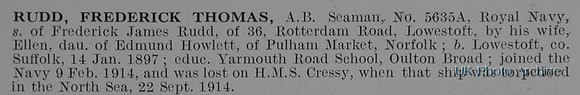 Rudd F T AB 5635A HMS Cressy Royal Navy