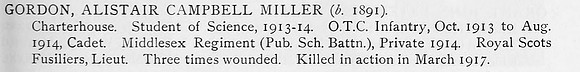 Gordon A C M Lt 6th Royal Scots Fusiliers Obit