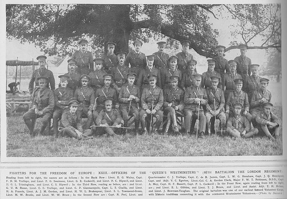 London Regiment 16th Battalion Officers