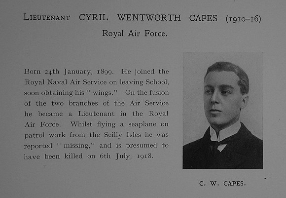 Capes C W Lt RAF Obit Dulwich College Roll Of Honour