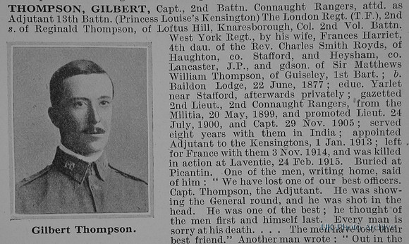 Thompson G Captain 13th London Regiment Obit Part 1 De Ruvignys Roll Of Honour Vol 1