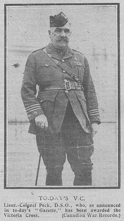 Peck C W Lt Col VC DSO + Bar 16th Canadian Infantry The Graphic 15th Nov 1918