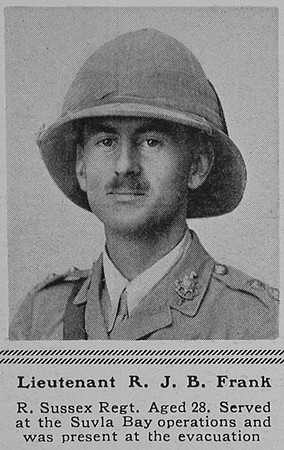 Frank R J B Lt 4th Royal Sussex Regiment The Sphere 5th Aug 1916