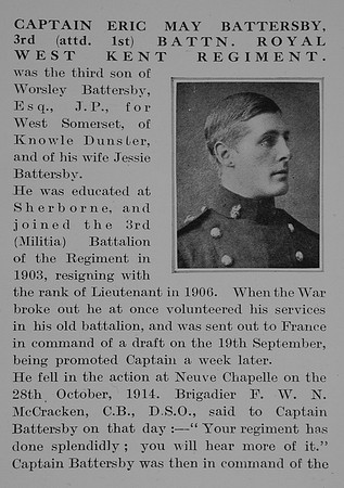 Battersby E M Captain 1st Royal West Kent Regiment Obit Part 1 The Bond Of Sacrifice Vol 1
