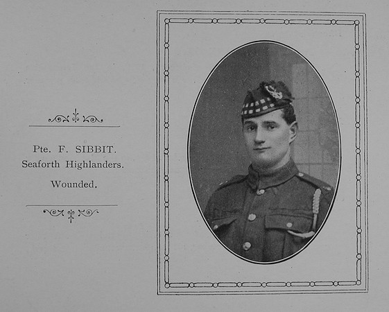 Sibbitt F Pte Seaforth Highlanders William Graham Co Roll Of Honour